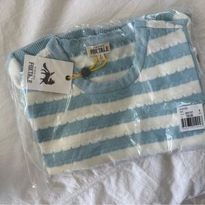 Foxtale Striped Knit Sweater - Light Blue & White